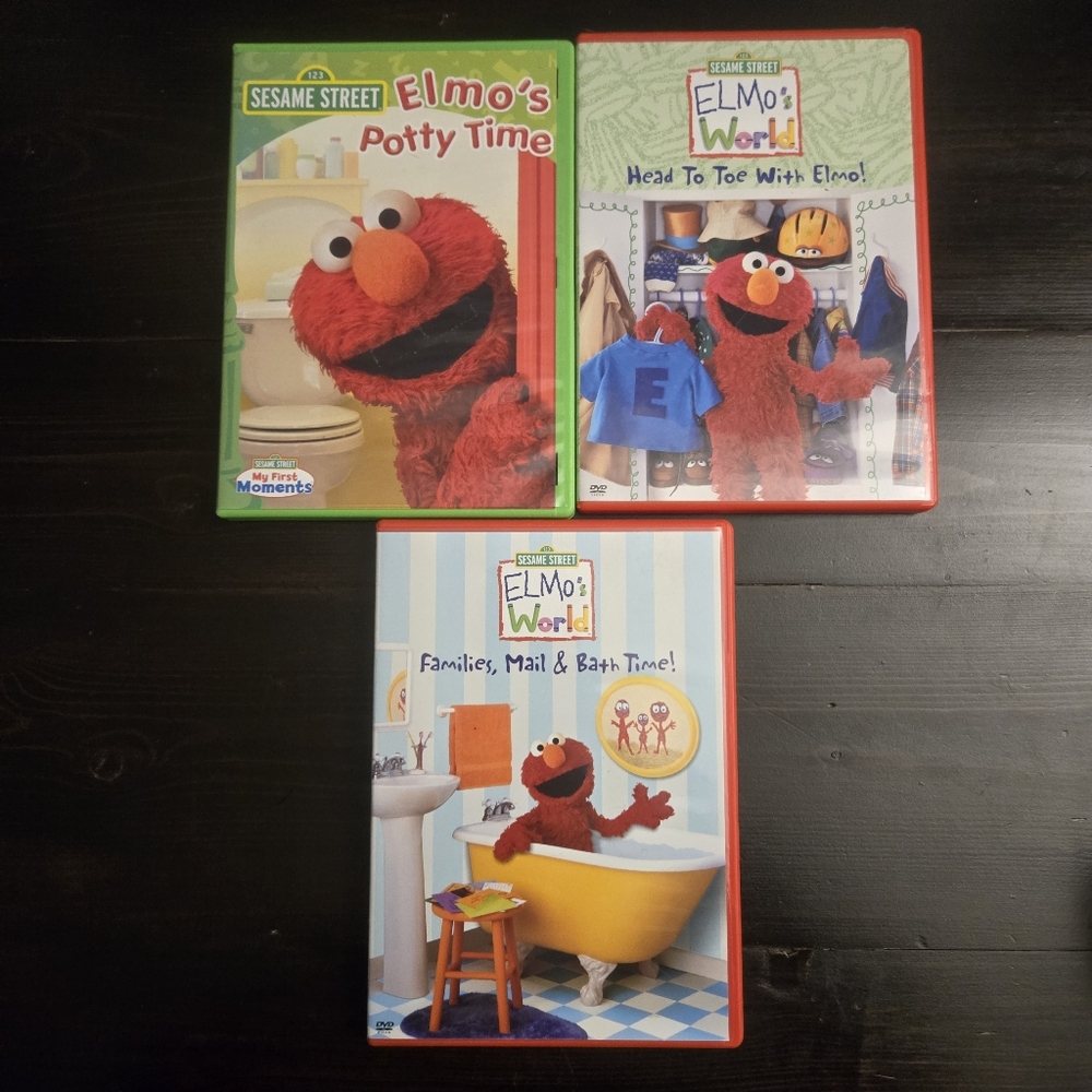 Elmos World Sesame Street DVD Lot Potty Time, Head To Toe, Families, Mail, Bath